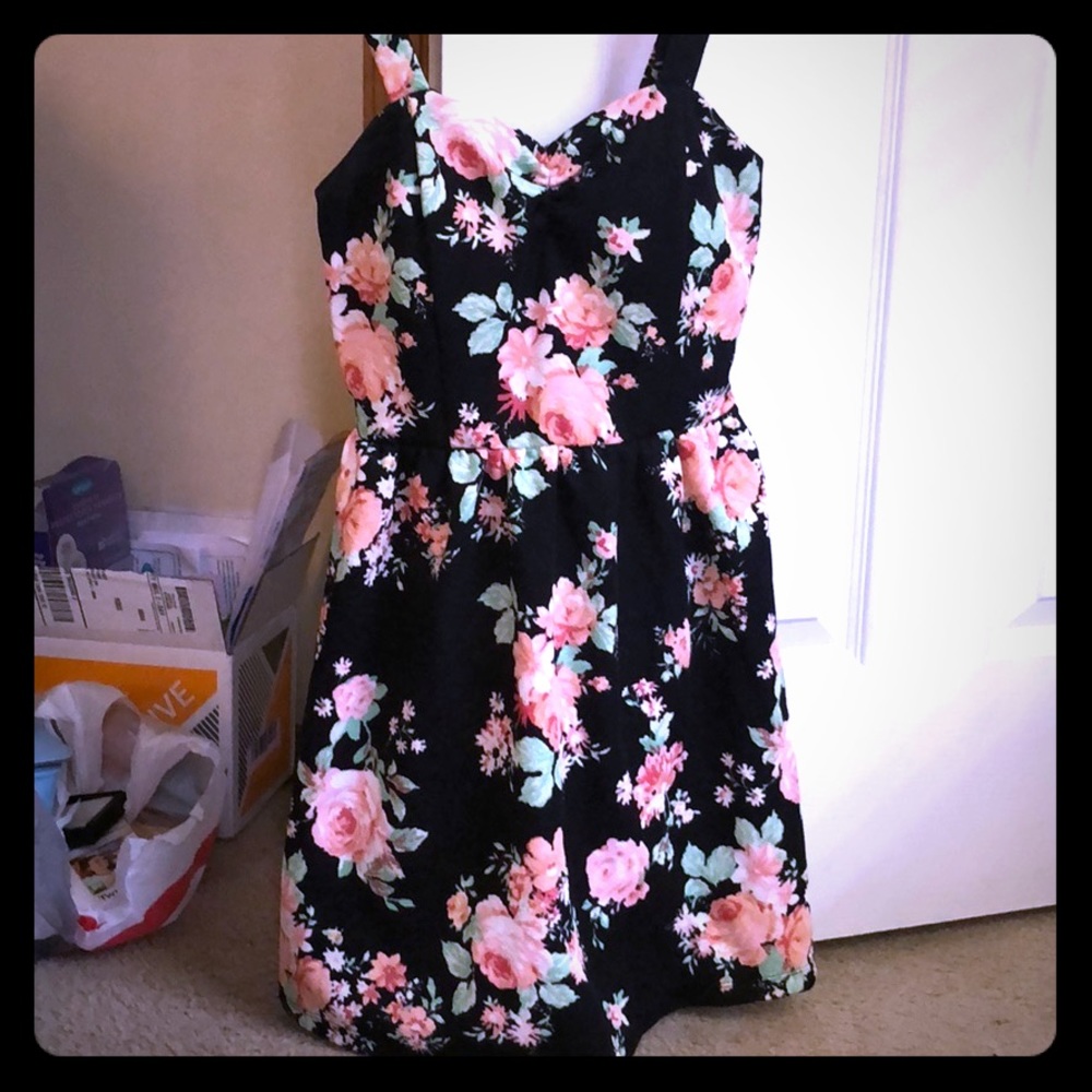 black flower dress